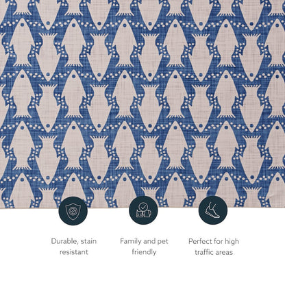 Washable Seabourne Ivory/Blue 2x8, Rug