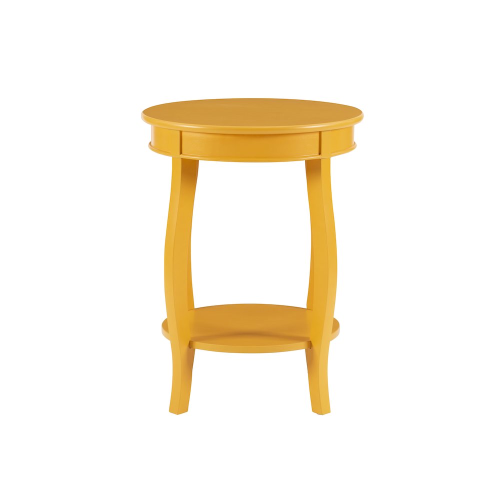 Yellow Round Table with Shelf
