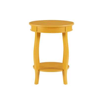 Yellow Round Table with Shelf