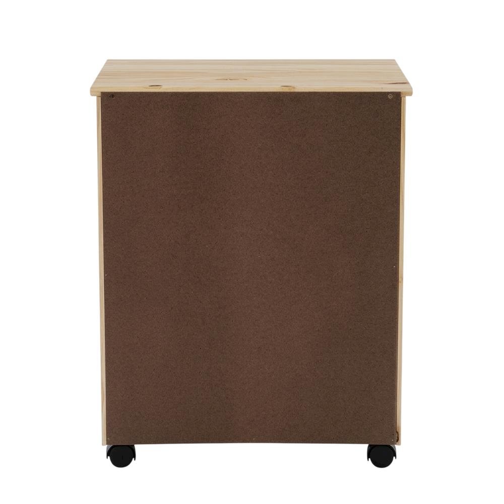 Natural wood dresser cart with six drawers and durable solid pine construction