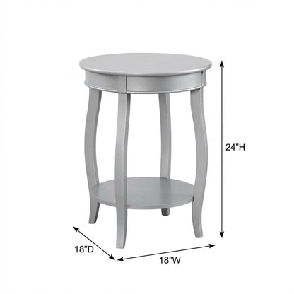 Silver Round Coffee Table with Shelf for Living Room Use
