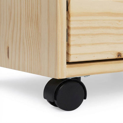 Natural wood dresser cart with six drawers and durable solid pine construction