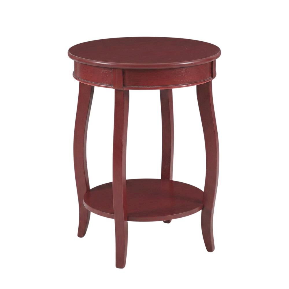 Red Round Coffee Table with Shelf for Living Room and Modern Decor
