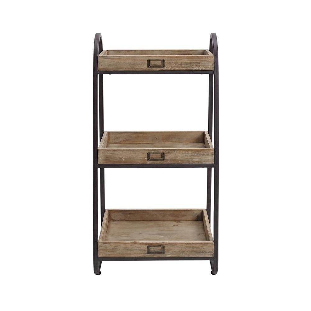 Brown 3-Tier Shoe Storage Stand with Iron Frame and Firm Wood Shelves