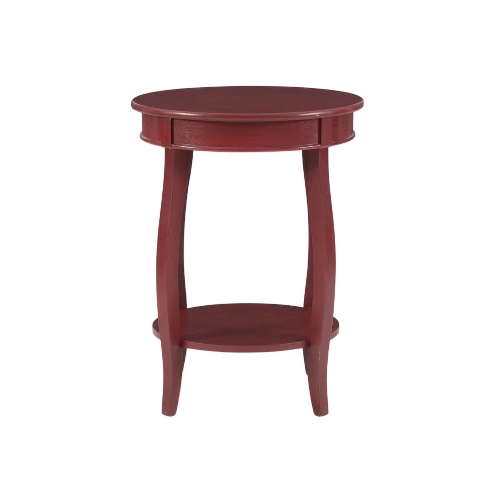 Red Round Coffee Table with Shelf for Living Room and Modern Decor