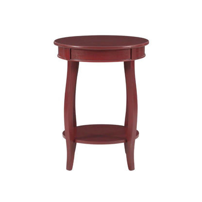 Red Round Coffee Table with Shelf for Living Room and Modern Decor
