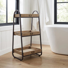 Brown 3-Tier Shoe Storage Stand with Iron Frame and Firm Wood Shelves
