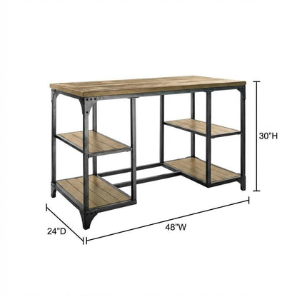 Modern Office Desk In Neutral Finish With Durable Surface And Sturdy Frame