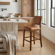 Caramel Bar Stool with Rubberwood Frame and Foam Seat for Comfortable Seating