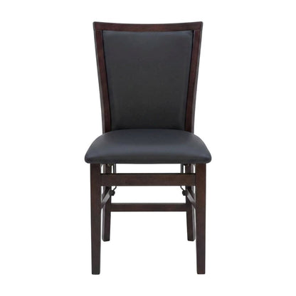 Brown Padded Back Folding Chair Set of 2, Fabric Seat, Metal Frame