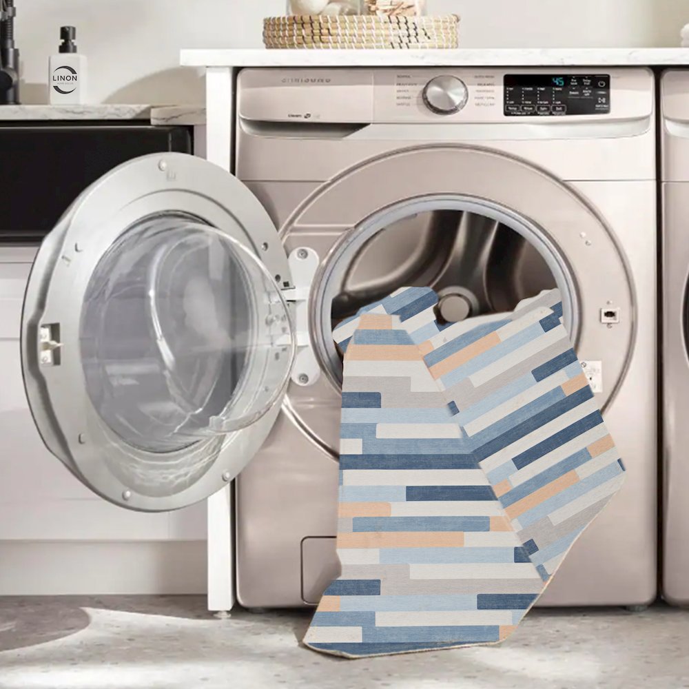Outdoor Washable Miami Ivory & Blue 5' X7', Rug