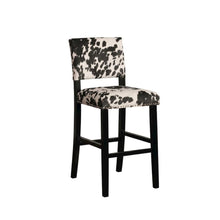 Black Cow Print Bar Stool with Foam Cushion and Hardwood Frame