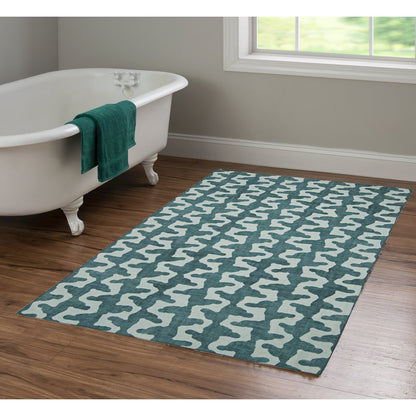 Outdoor Washable Doral Aqua & Green 3' X 5', Rug