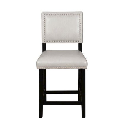 Gray Counter Stool with Solid Wood Frame and Comfortable Fabric Upholstery