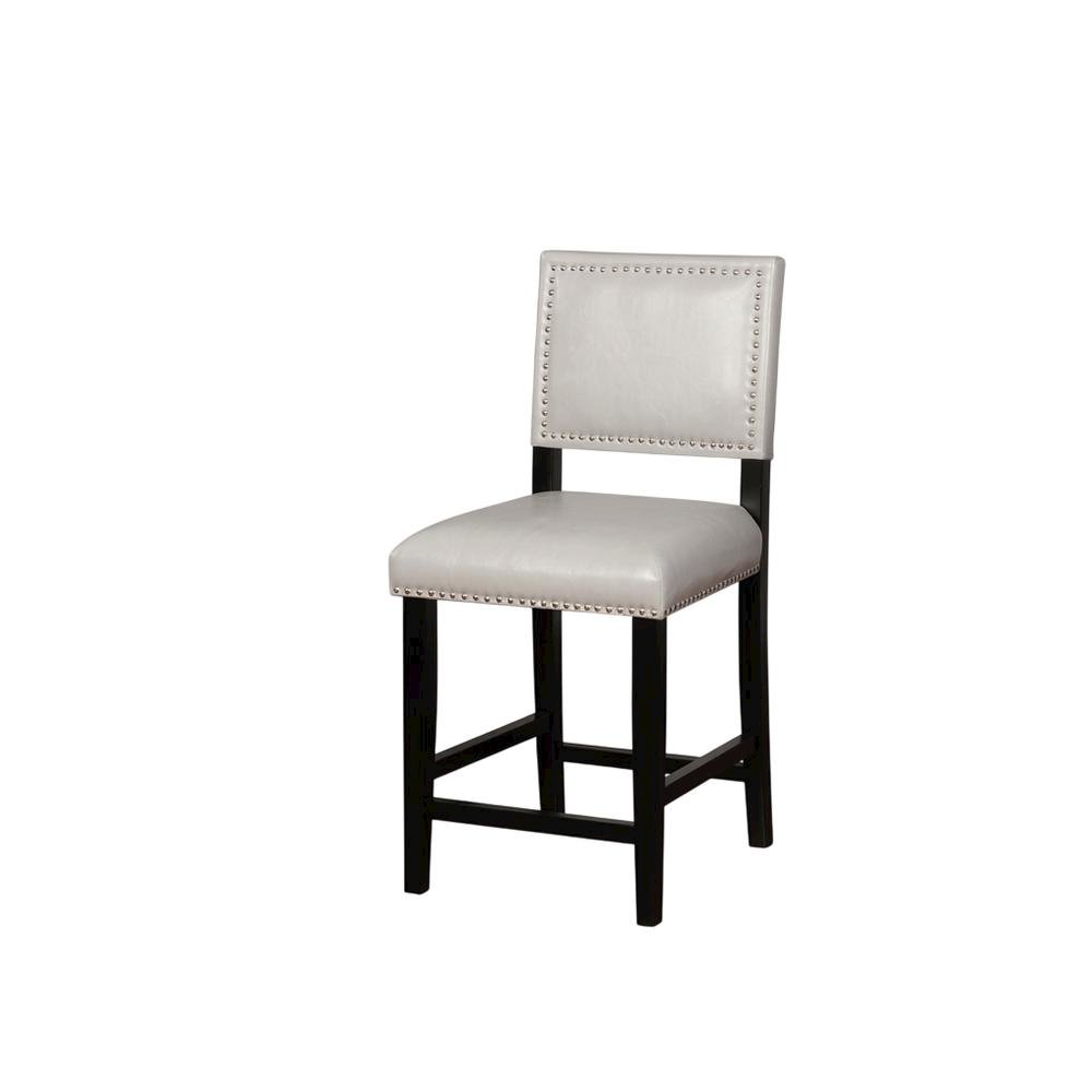 Gray Counter Stool with Solid Wood Frame and Comfortable Fabric Upholstery
