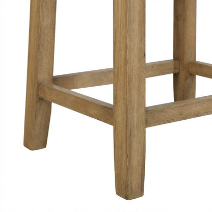 Rustic Stripe Counter Stool with Linen Weave Fabric and Metal Nail Heads