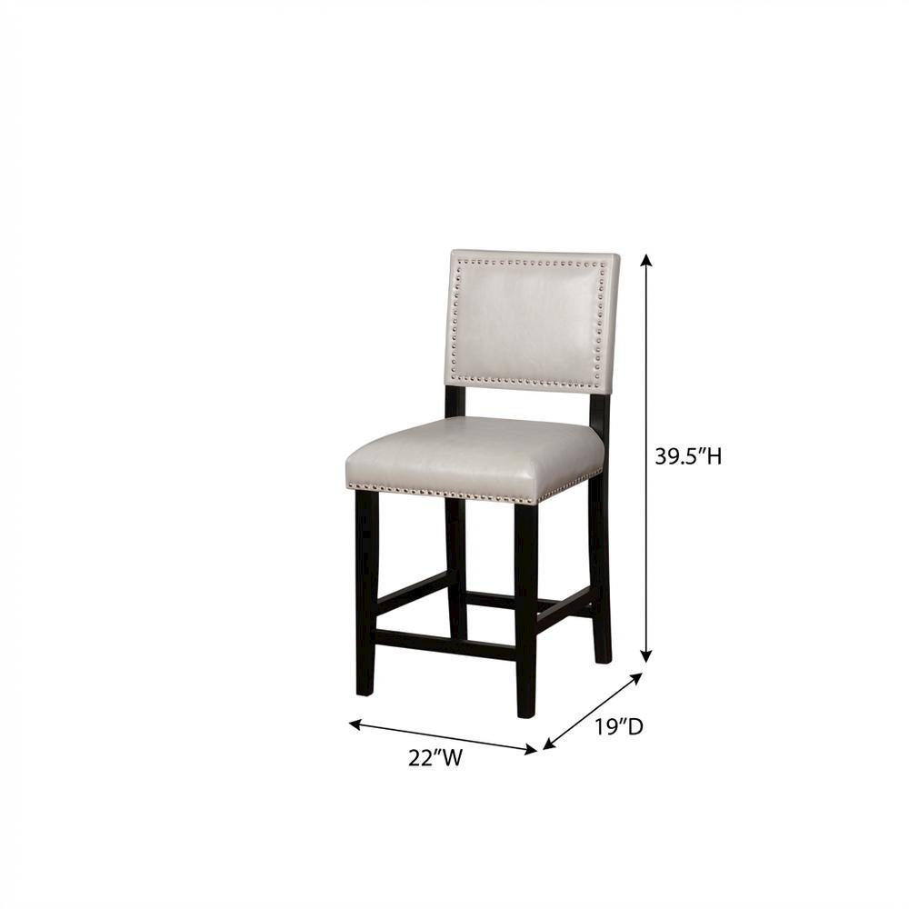 Gray Counter Stool with Solid Wood Frame and Comfortable Fabric Upholstery