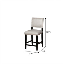 Gray Counter Stool with Solid Wood Frame and Comfortable Fabric Upholstery
