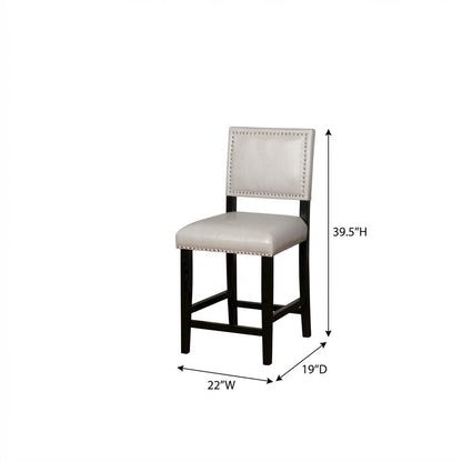 Gray Counter Stool with Solid Wood Frame and Comfortable Fabric Upholstery