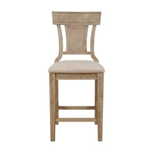 Brown Counter Stool with Solid Rubberwood Frame, Padded Seat & Linen Upholstery