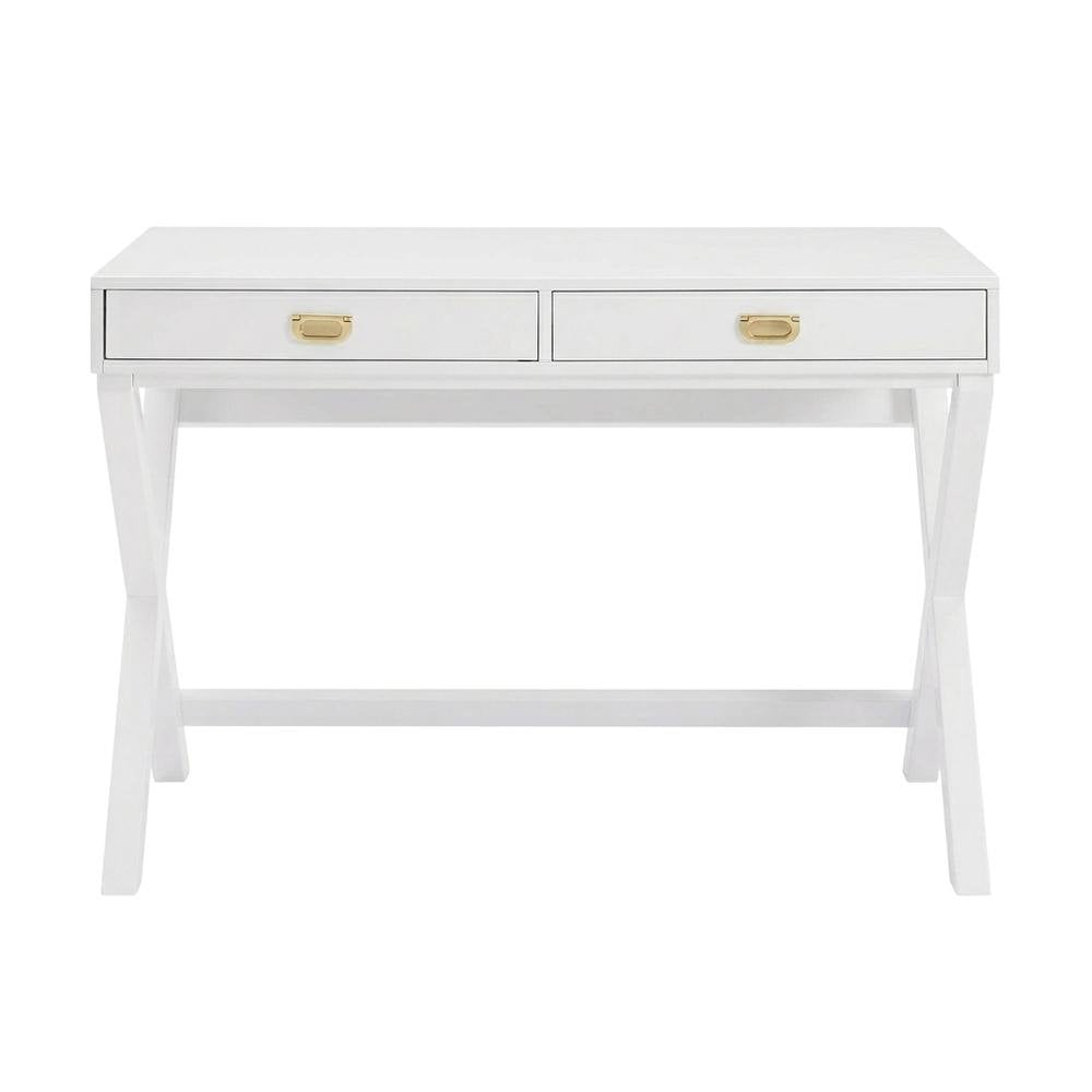 White Writing Desk with Pine and MDF Surface for Office Workspace