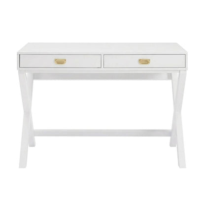 White Writing Desk with Pine and MDF Surface for Office Workspace