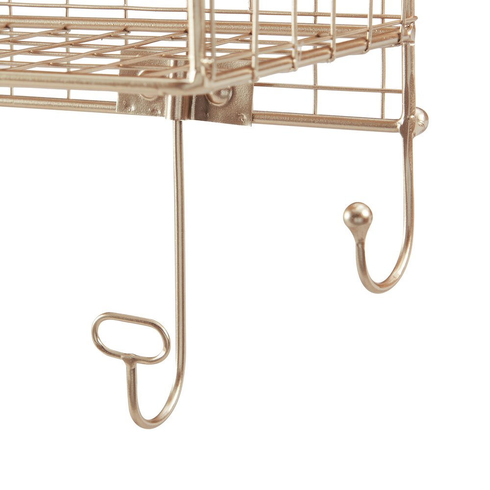 Four Cubby Wall Shelf Gold