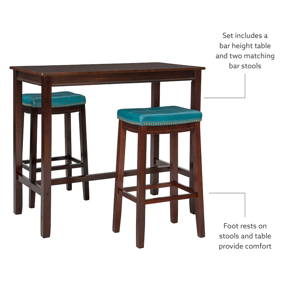 Claridge 3Pc Bar Set Brown Blue