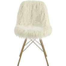 Flokati Dining Chair with Gold Metal Base and Comfortable Fabric Seat