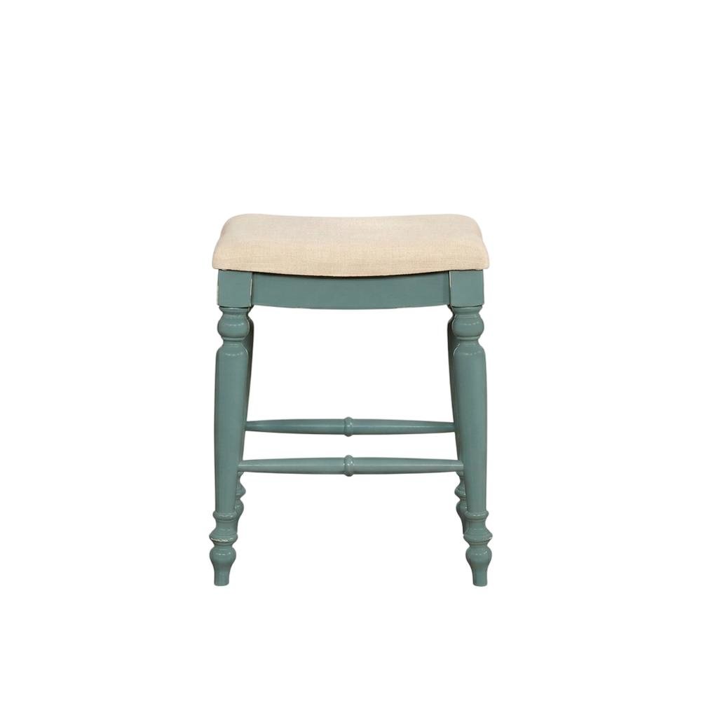 Marino Blue Backless Counter Stool with Solid Wood Frame and Foam Seat