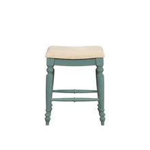 Marino Blue Backless Counter Stool with Solid Wood Frame and Foam Seat