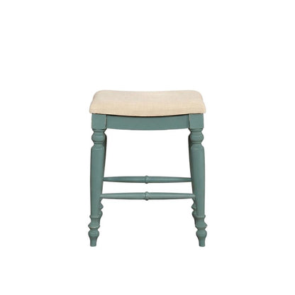 Marino Blue Backless Counter Stool with Solid Wood Frame and Foam Seat