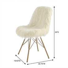 Flokati Dining Chair with Gold Metal Base and Comfortable Fabric Seat