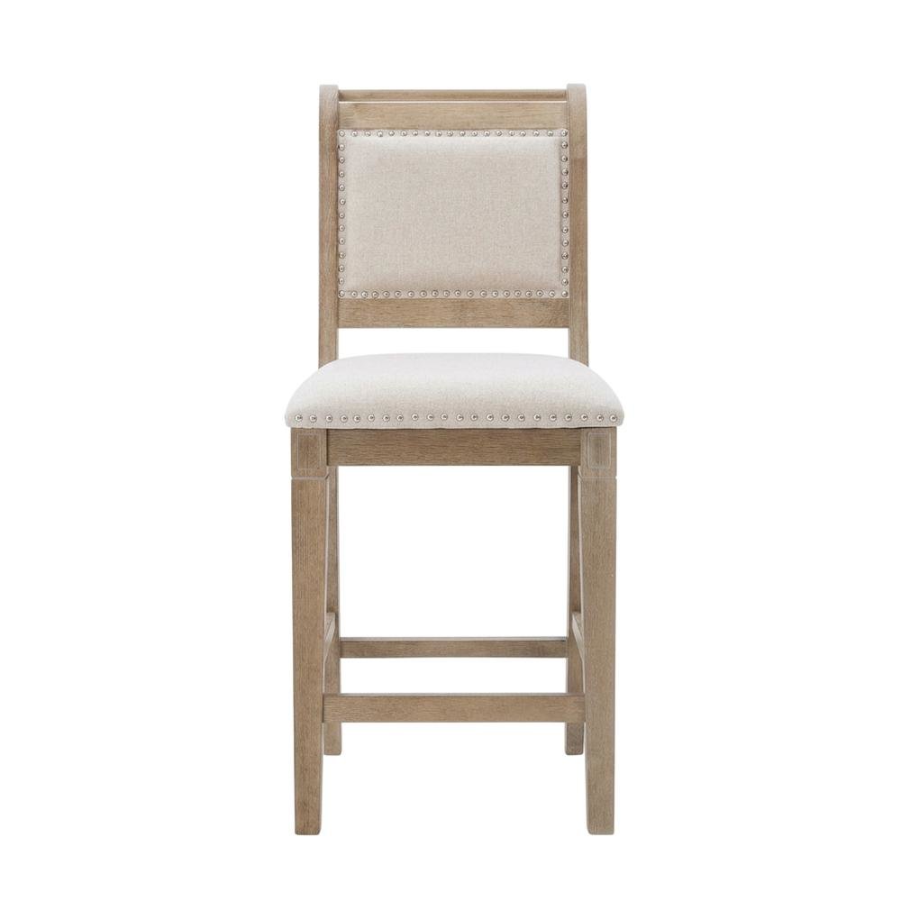 Grey Counter Stool with Rubberwood Frame and Foam Padding