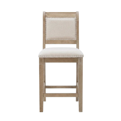 Grey Counter Stool with Rubberwood Frame and Foam Padding
