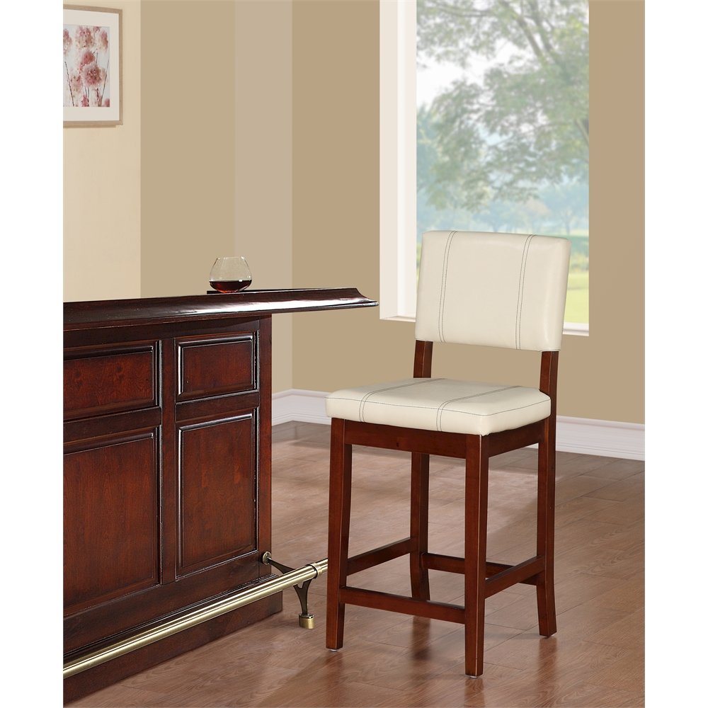 Cream Counter Stool with Rubberwood Frame and Padded Seat