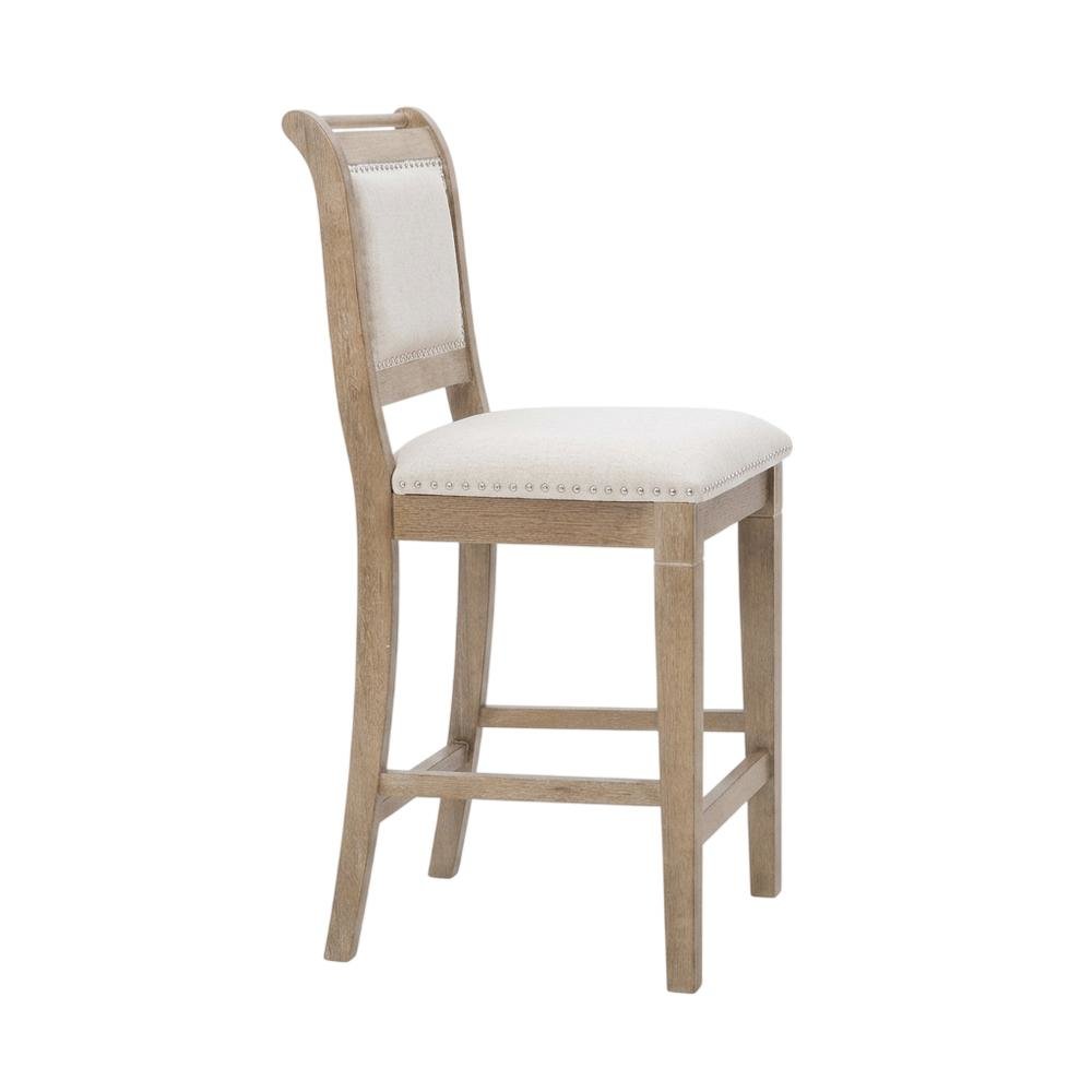 Grey Counter Stool with Rubberwood Frame and Foam Padding