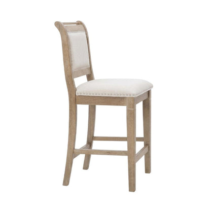 Grey Counter Stool with Rubberwood Frame and Foam Padding