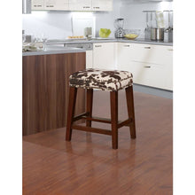 Brown Cow Print Counter Stool with Solid Wood Frame and Cushioned Seat