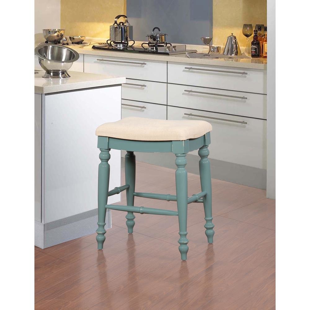 Marino Blue Backless Counter Stool with Solid Wood Frame and Foam Seat