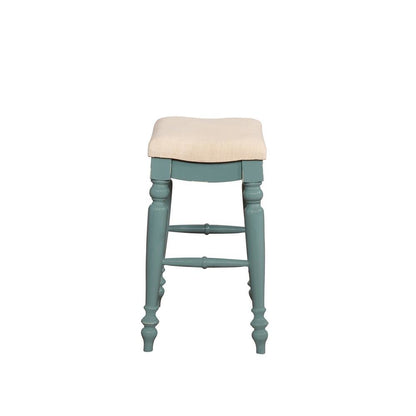 Marino Blue Backless Counter Stool with Solid Wood Frame and Foam Seat