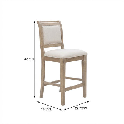 Grey Counter Stool with Rubberwood Frame and Foam Padding