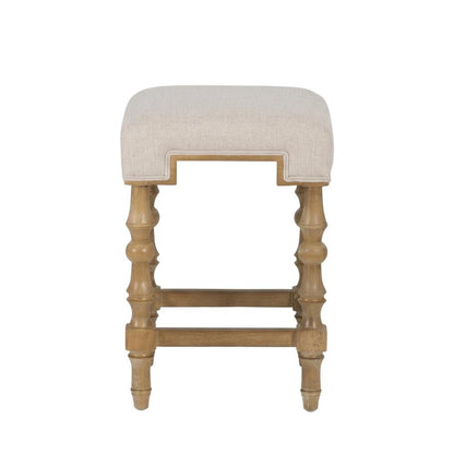 Backless Counter Stool in Brown with Elm Frame and Foam Fabric Seat