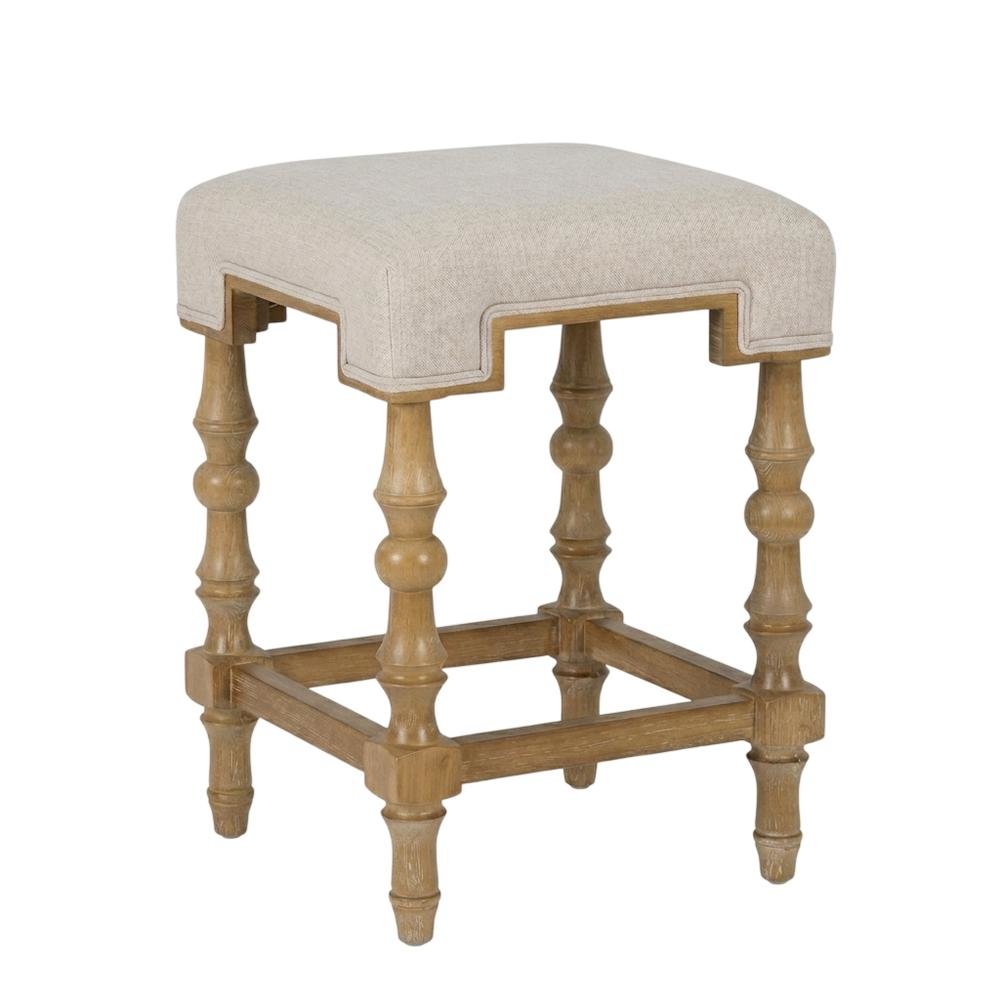 Backless Counter Stool in Brown with Elm Frame and Foam Fabric Seat