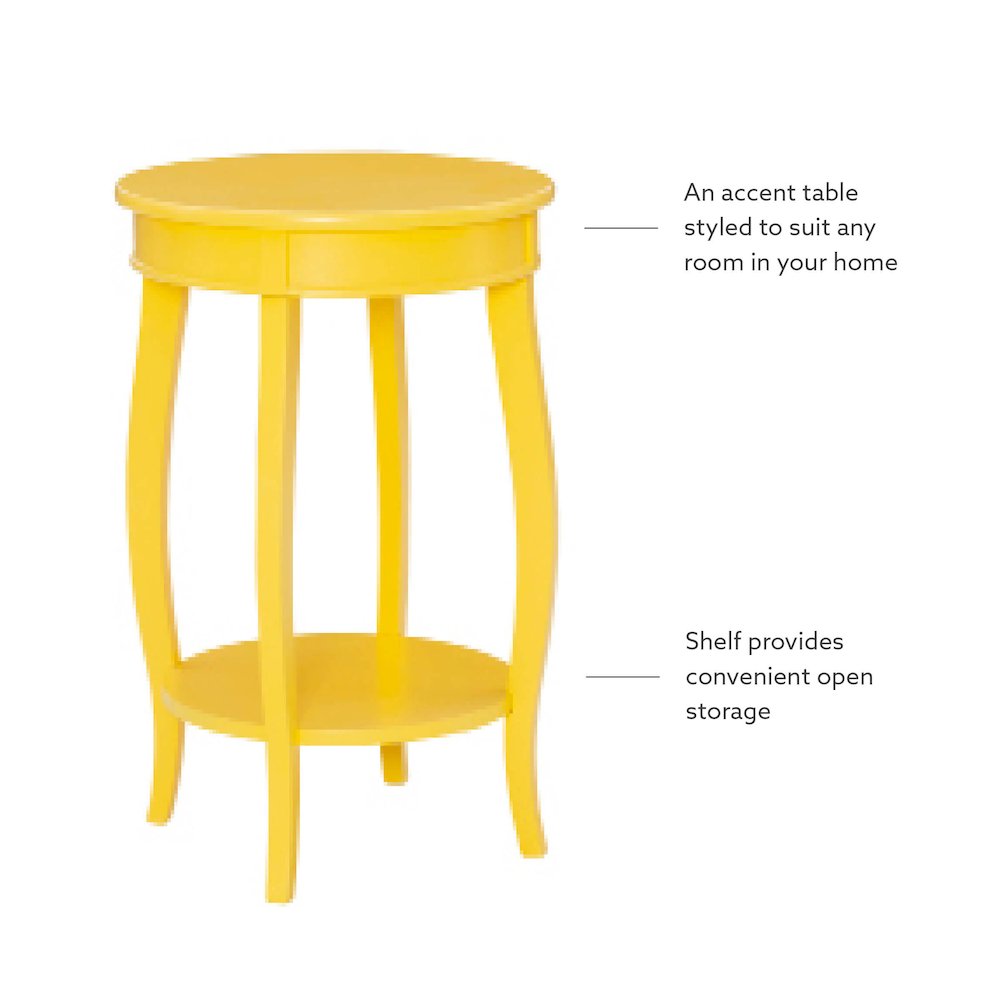 Yellow Round Table with Shelf