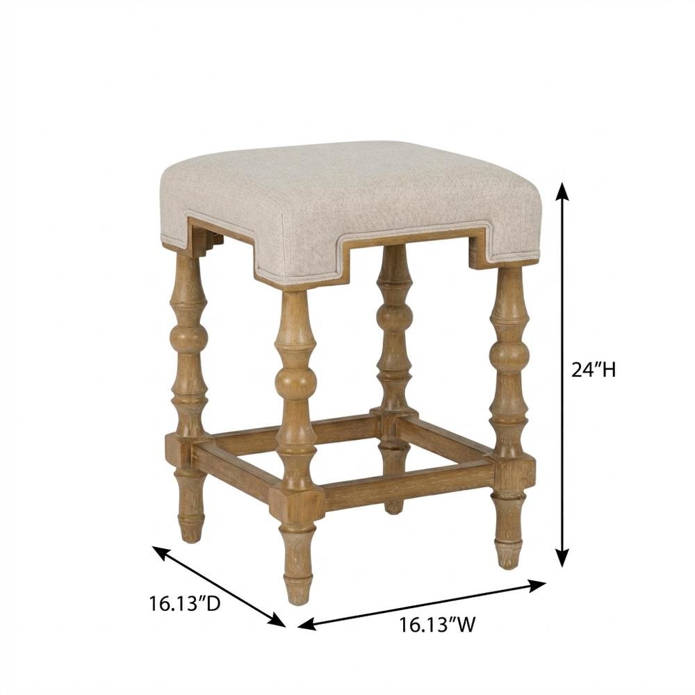 Backless Counter Stool in Brown with Elm Frame and Foam Fabric Seat