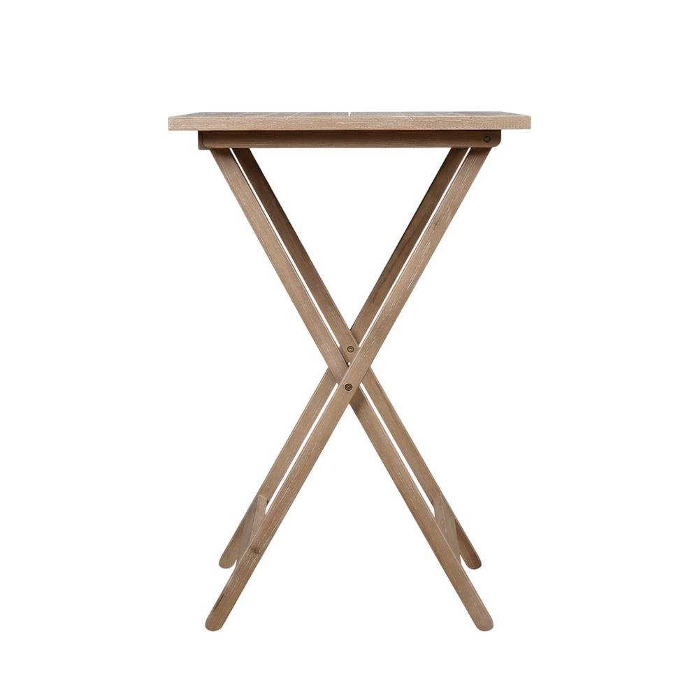 Gray Acacia Tray Table Set with Solid Wood and MDF Construction