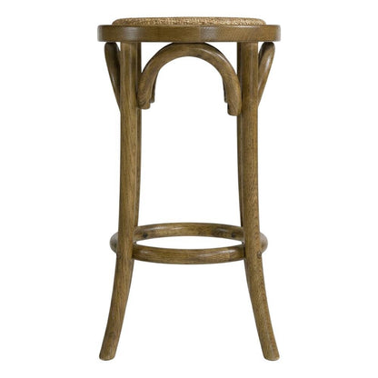 Walnut Backless Counter Stool with Elm Wood and Rattan Seat