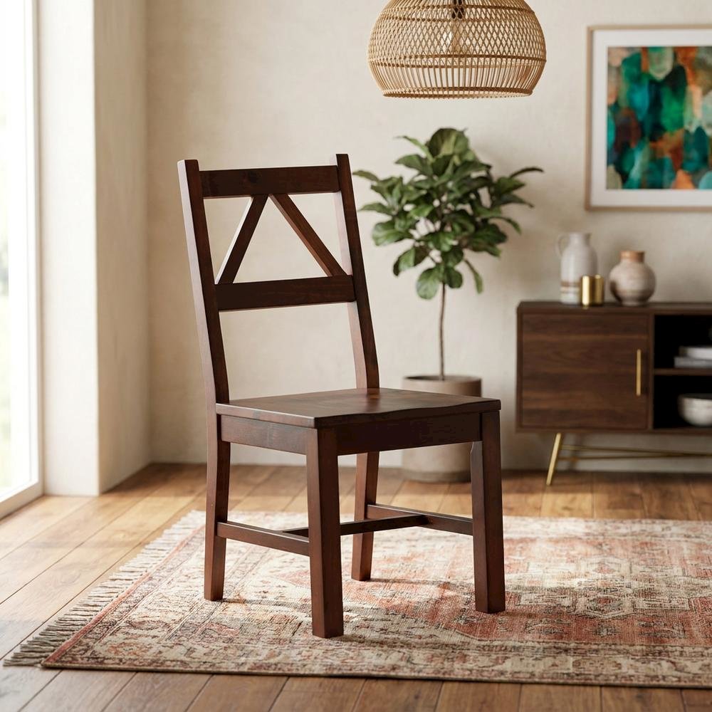 Antique Tobacco Dining Chair with Solid Pine Frame and Comfortable Seat