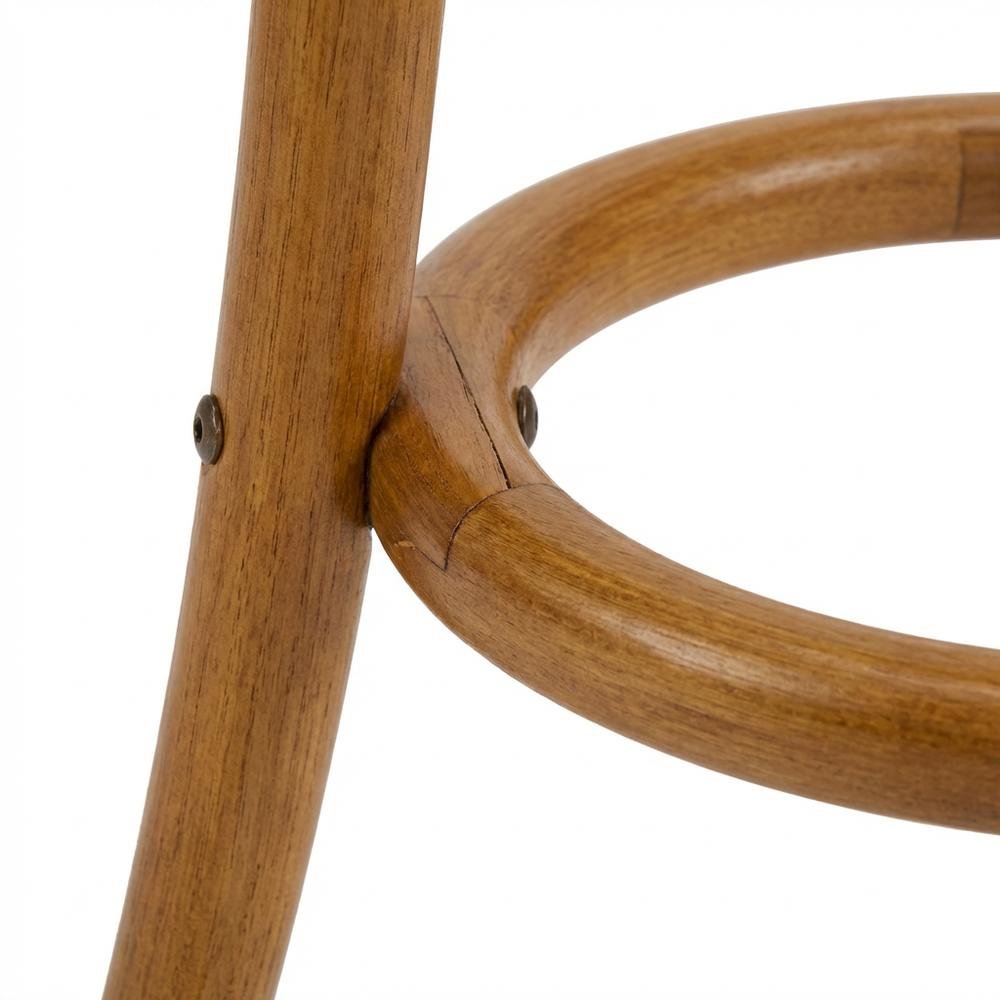 Walnut Backless Counter Stool with Elm Wood and Rattan Seat